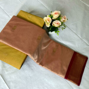 Elagent Paithani Saree Tassar (Peach) Maroon Color 6.30 Meter