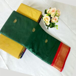 Attractive Paithani Saree DeepGreen Red Color 6.30 Meter