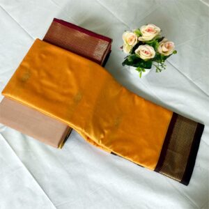 Attractive Paithani Saree LightOrange Maroon Color 6.30 Meter